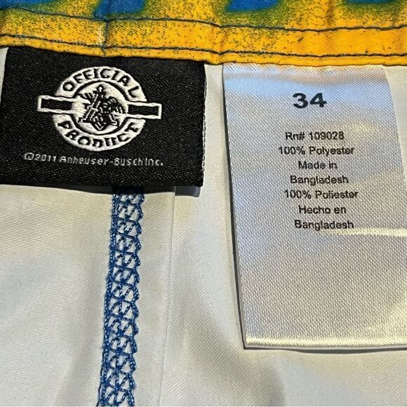 Bud Light Board Shorts Size 34 Blue, yellow and white - Picture 3 of 5